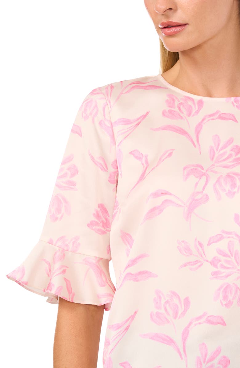 CeCe Floral Ruffle Cuff Top, Alternate, color, 