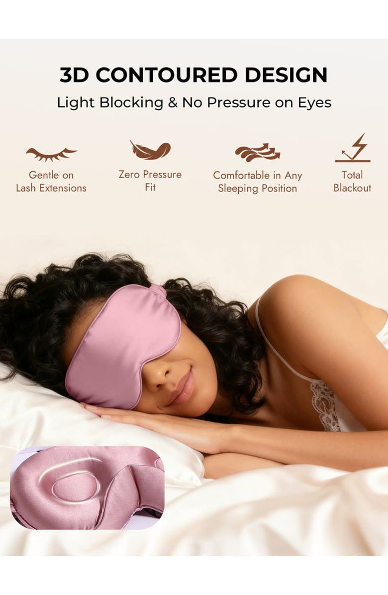 SILKSILKY 22 Momme Mulberry Silk Upgraded 3D Adjustable Eye Mask, Alternate, color, Palemauve