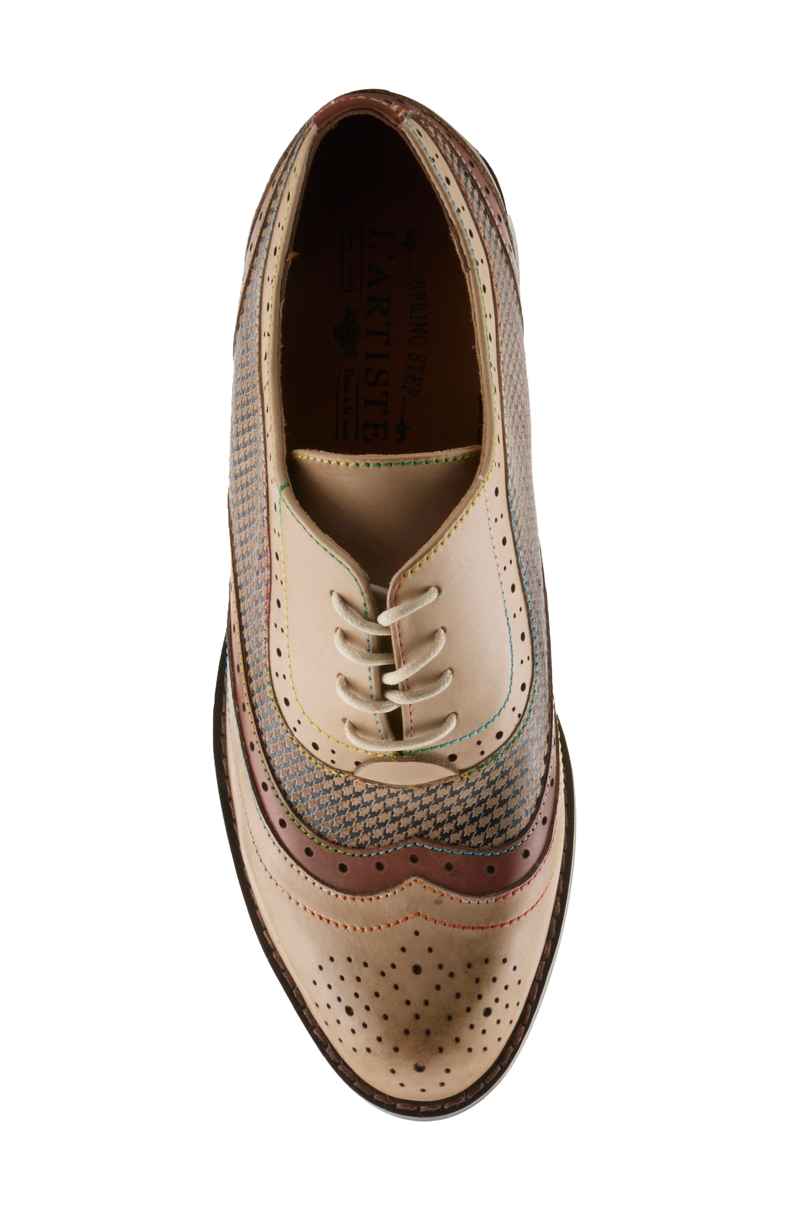 Tapdancer Leather Oxford, Alternate, color, BEIGE MULTI