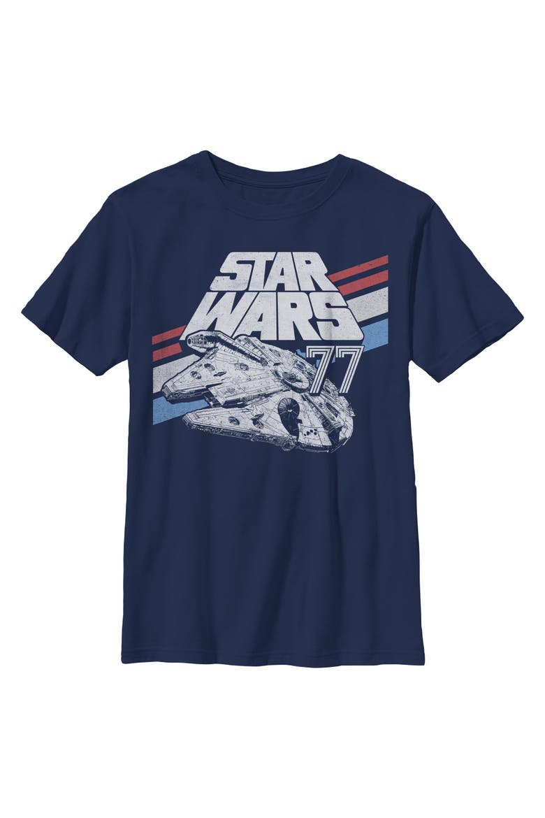 Boys' Monochrome 77 Logo T-Shirt, Main, color, Navy Blue