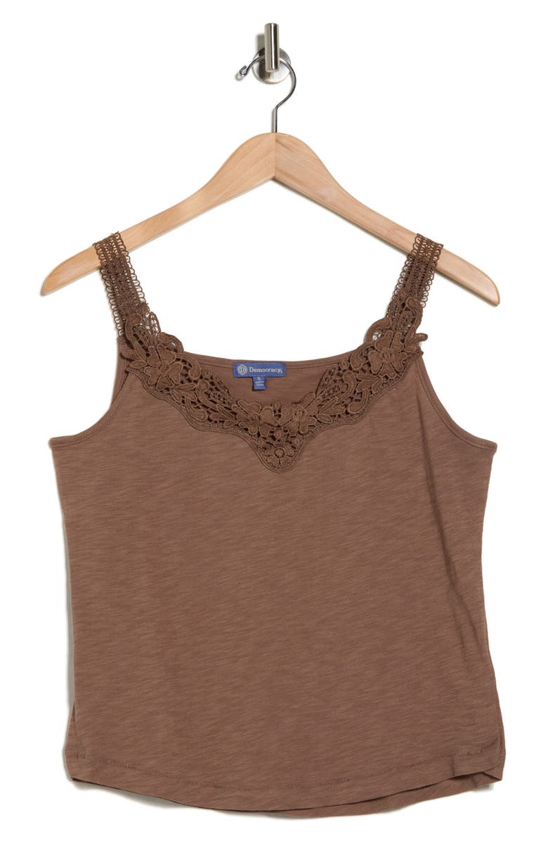 Democracy V-Neck Crochet Detail Camisole, Alternate, color, Oyster Mushroom