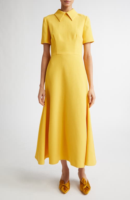 Emilia Wickstead Eman Collard Crepe Midi Dress In Custard
