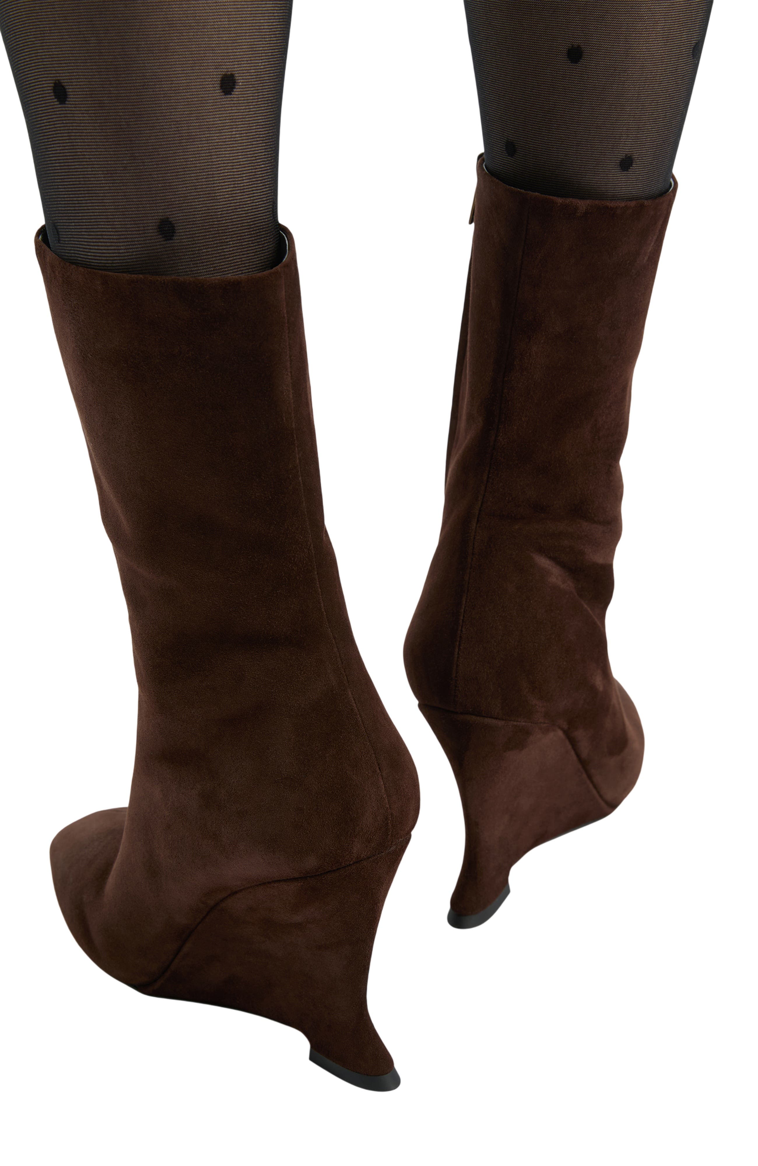 Wedge Ankle Boots in Suede, Alternate, color, brown