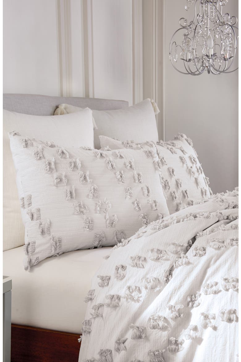 Space Dye Fringe Comforter & Sham Set, Alternate, color, GREY
