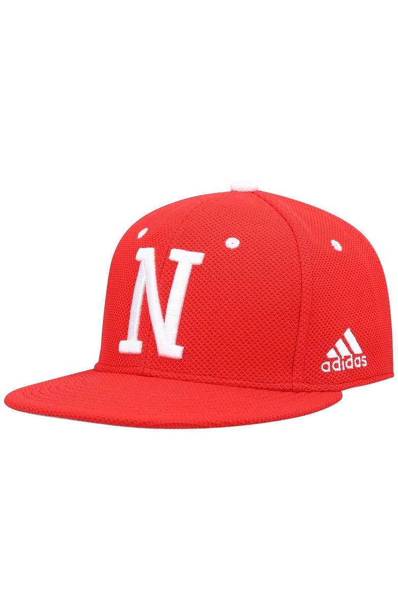 adidas Men's adidas Scarlet Nebraska Huskers On-Field Baseball Fitted Hat, Main, color, 