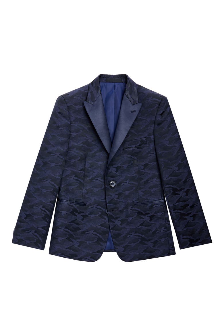 Kids' Camo Jacquard Blazer, Main, color, NAVY
