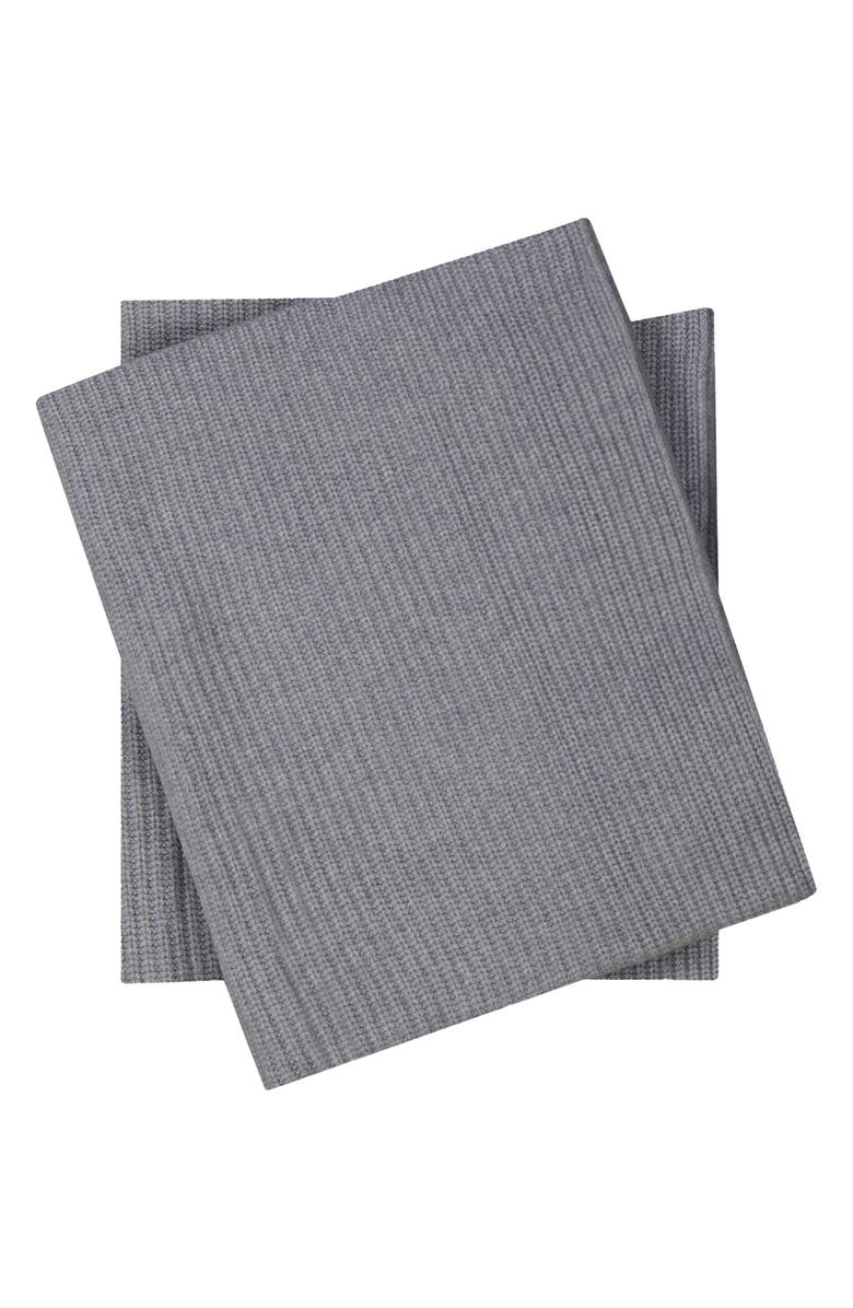 Sofia Cashmere Shaker Knit Cashmere Throw Blanket, Main, color, Grey