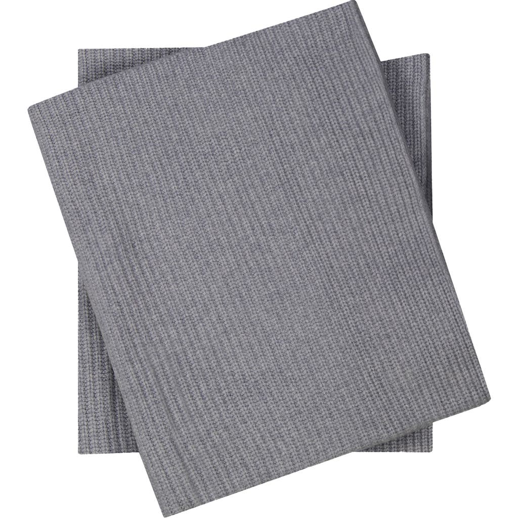 Sofia Cashmere Shaker Knit Cashmere Throw Blanket In Gray