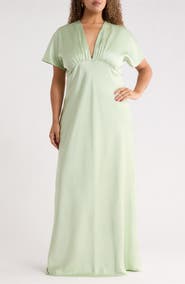 Renee C V-Neck Satin Dress