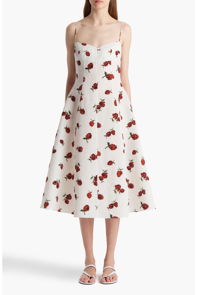 Isabella Raspberry Print Silk & Cotton Organza Dress, Main, color, RASPBERRY/ CREAM