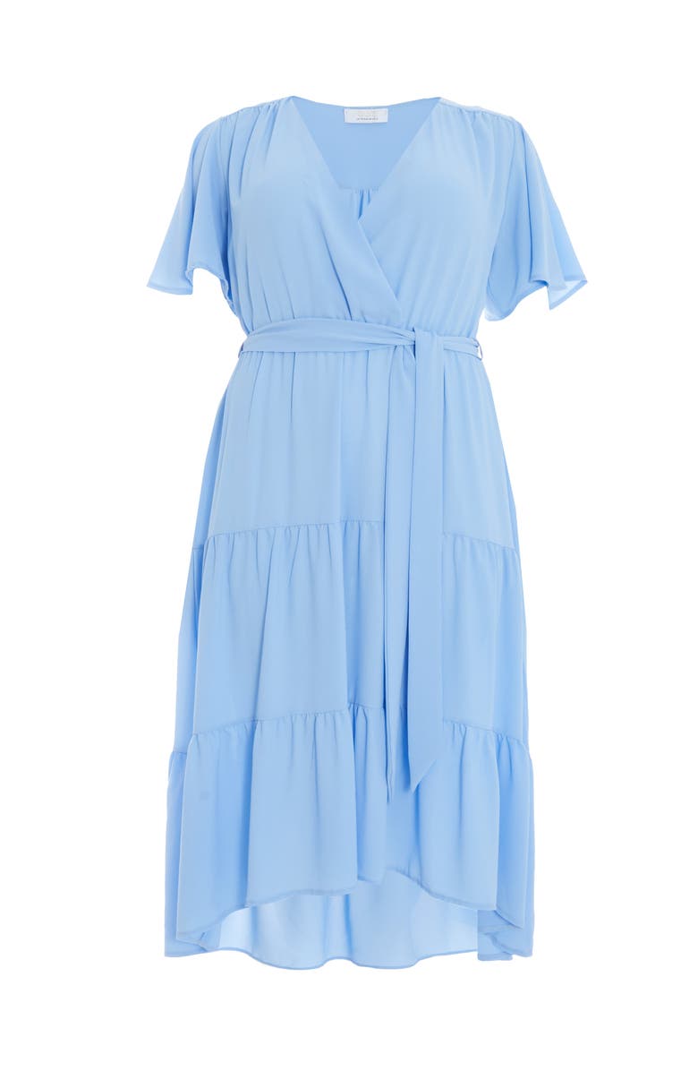 QUIZ Crepe Tiered Wrap Dip Hem Dress, Alternate, color,
