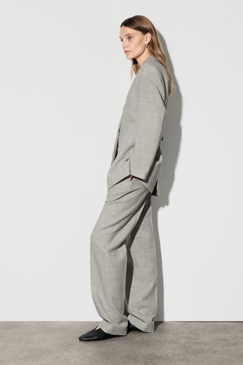Structured Wool-Blend Blazer, Alternate, color, TAUPE MELANGE