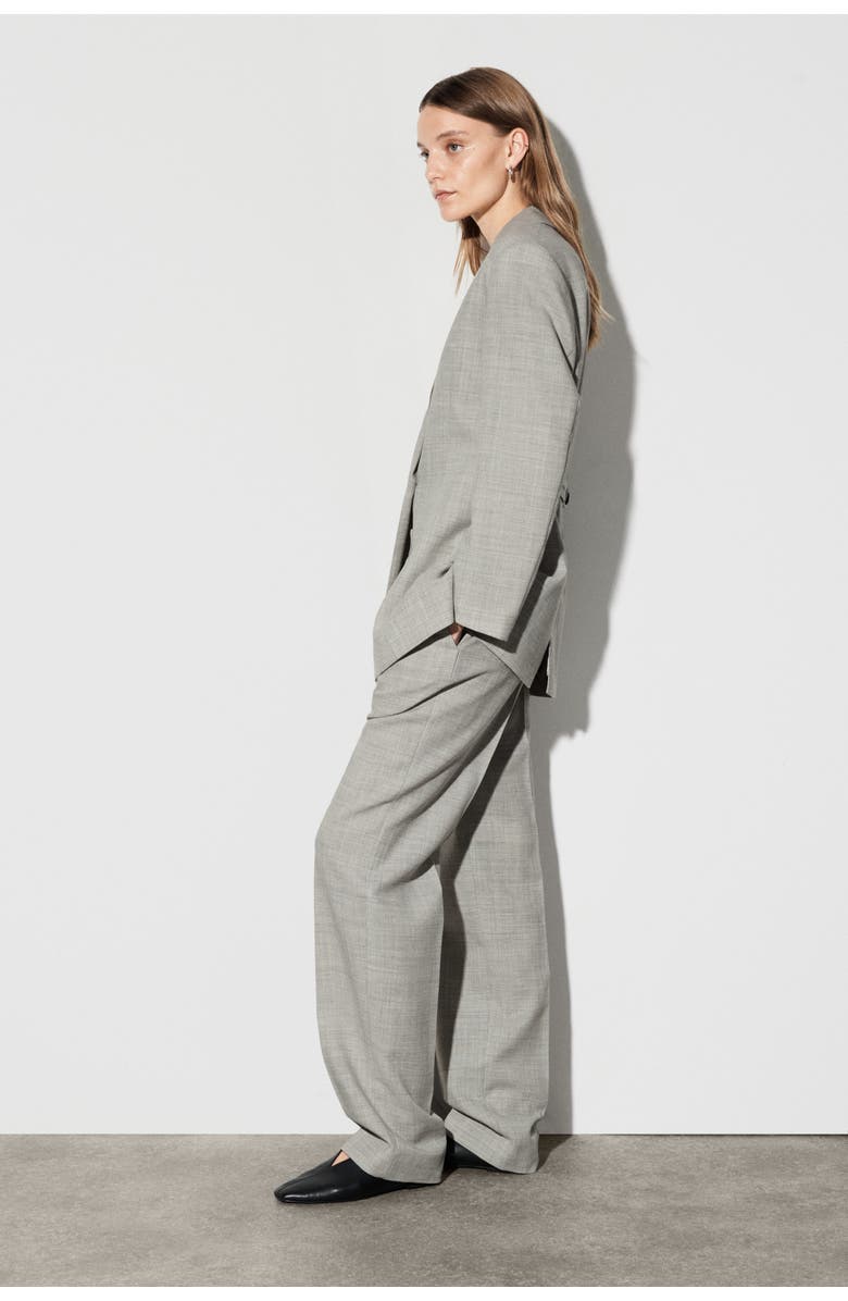 COS Structured Wool-Blend Blazer, Alternate, color, Taupe Melange