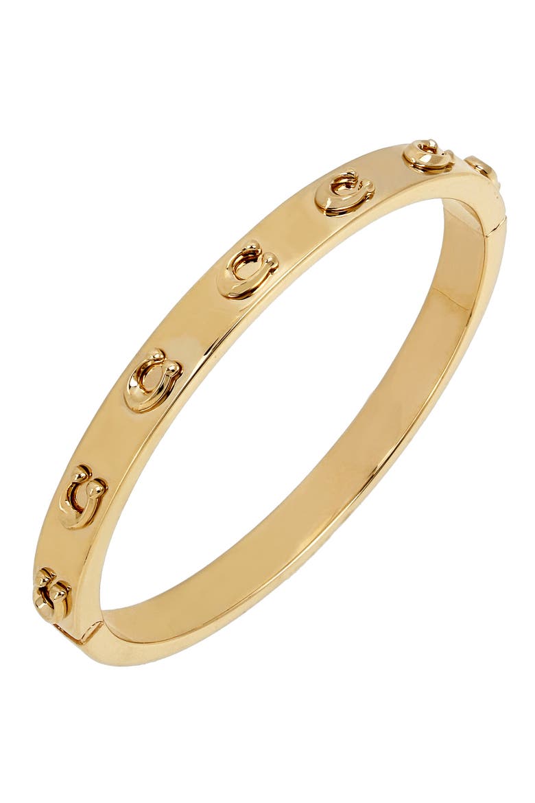 Signature C Hinge Bangle, Main, color, SHINY GOLD