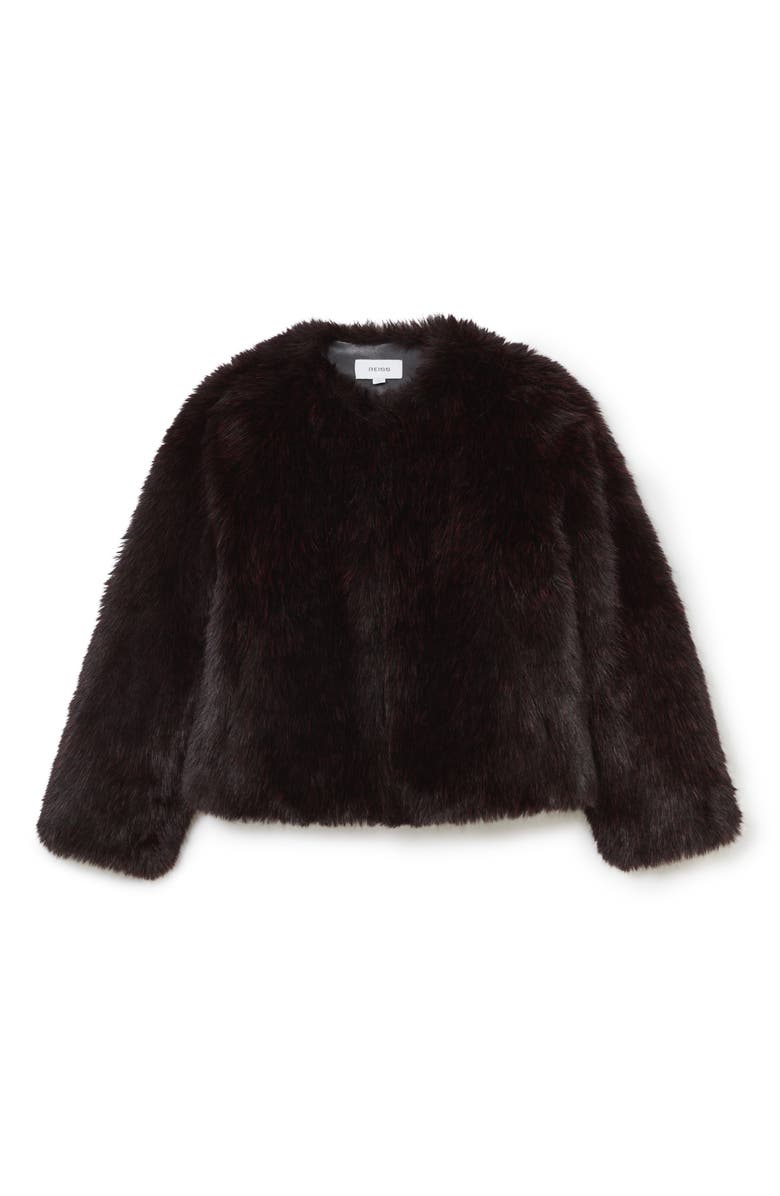 Reiss Marco Faux Fur Jacket, Alternate, color, Marco Burgundy