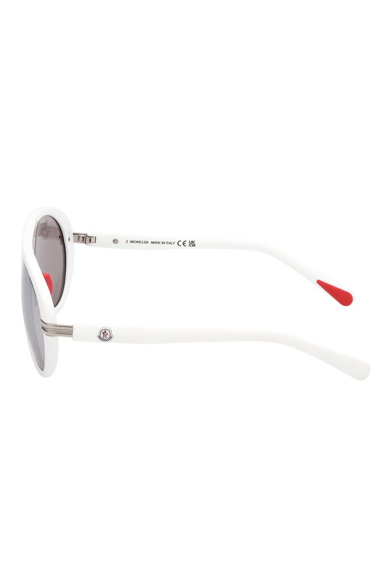 57mm Mirrored Navigator Sunglasses, Alternate, color, SHINY WHITE / SMOKE