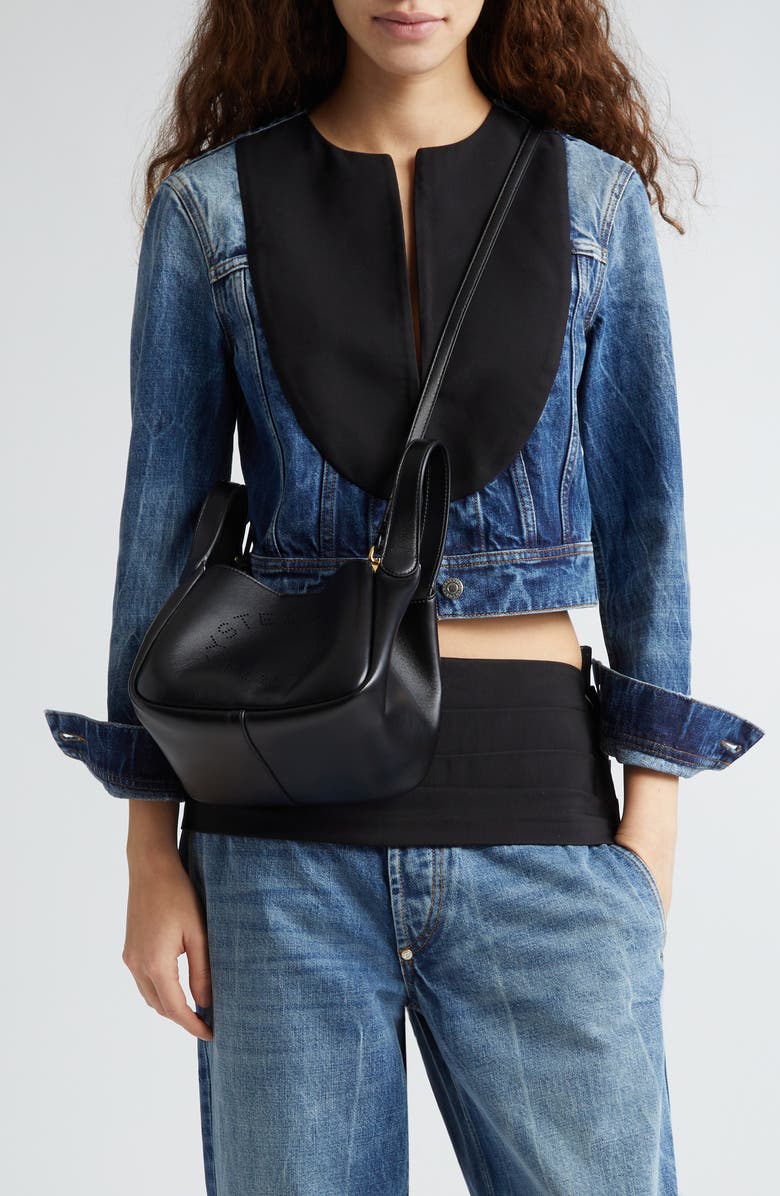 Stella McCartney Logo Faux Leather Top Handle Bag, Alternate, color,