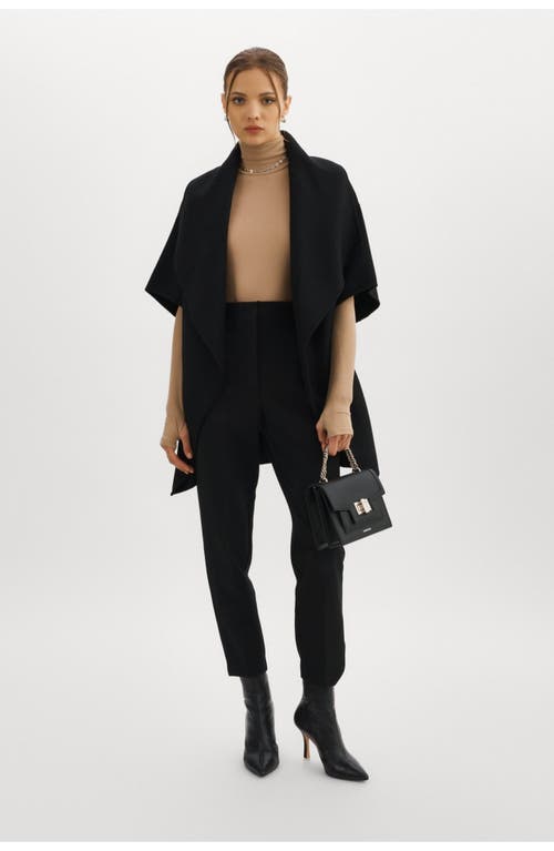 Lamarque Penelope Open-front Double-face Wool-blend Coat In Black