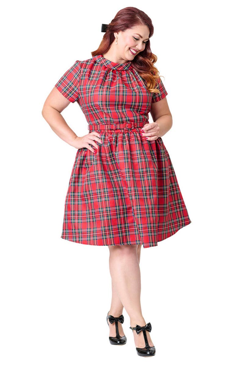 Smak Parlour Plus Size Flare Dress, Main, color, Red