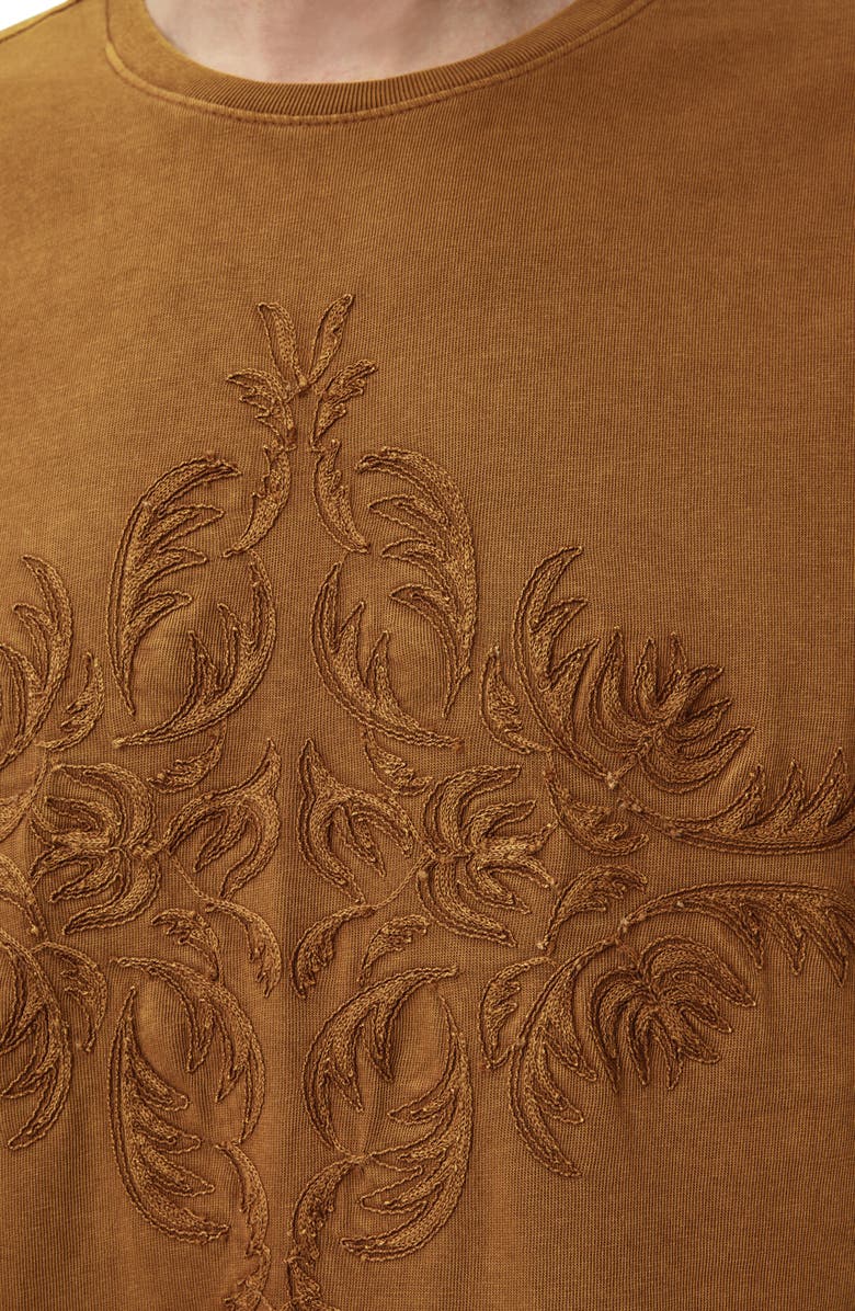 John Varvatos Embroidered T-Shirt, Alternate, color, Sienna Brown