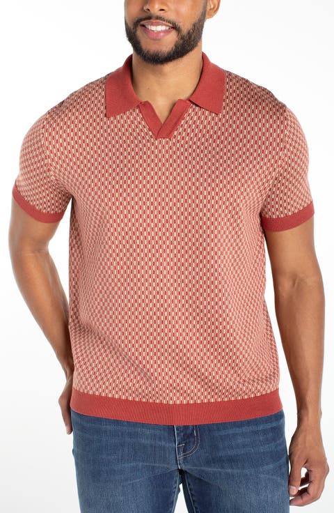 Geo Pattern Johnny Collar Polo Sweater