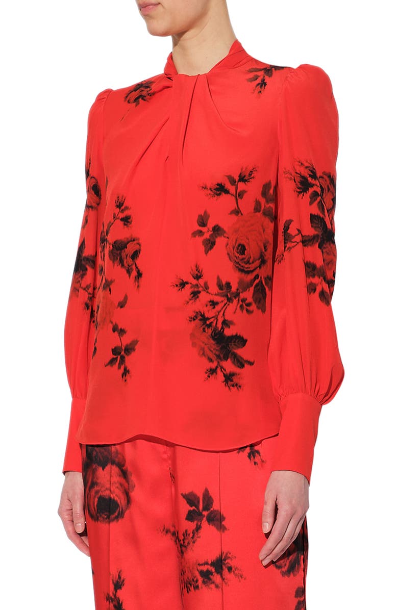 Erdem Fayola Floral Print Silk Crêpe de Chine Blouse, Main, color, 