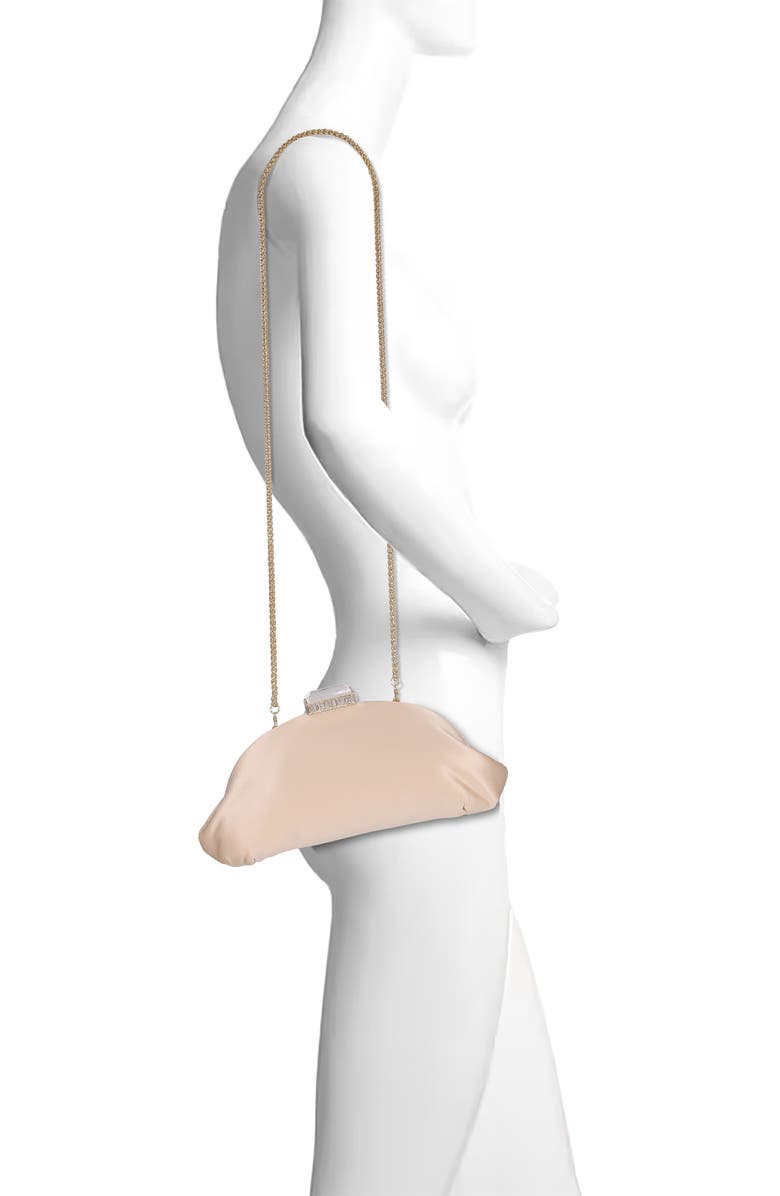 BADGLEY MISCHKA Leia Satin Pouch Clutch, Alternate, color, Nude