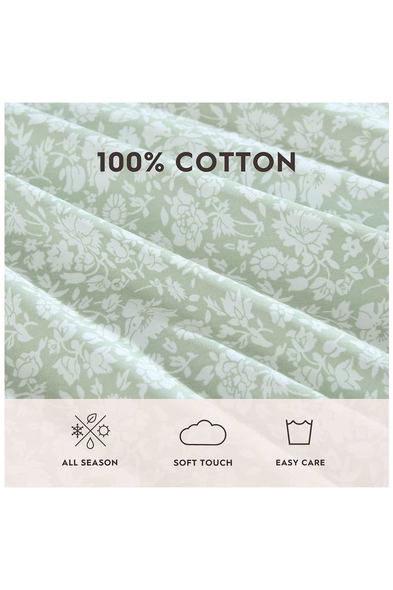 Heirloom Ditsy 200 Thread Count Cotton Percale Sheet Set, Alternate, color, GREEN