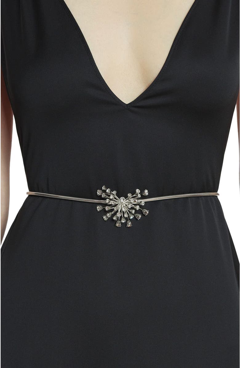 Lanvin Traviata By Lanvin Brass And Leather Belt, Alternate, color, Silver-Crystal