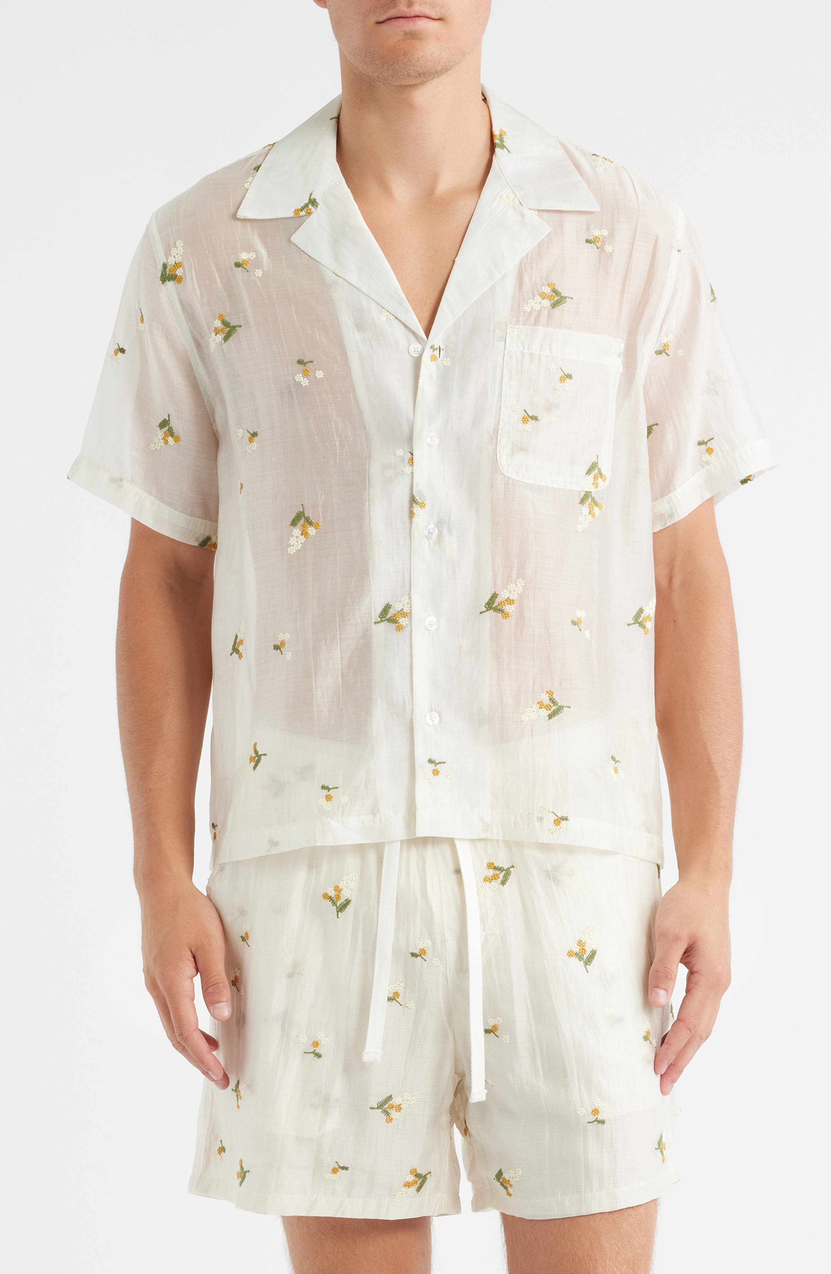 RIZORT Madison Floral Cotton & Lyocell Plissé Camp Shirt