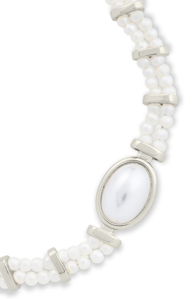 Sterling Forever Faela Faux Pearl Watchband Bracelet, Alternate, color, 
