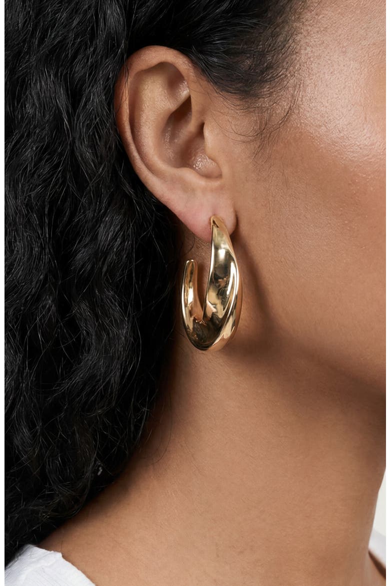 Twisted Chunky Hoop Earrings, Alternate, color, GOLD
