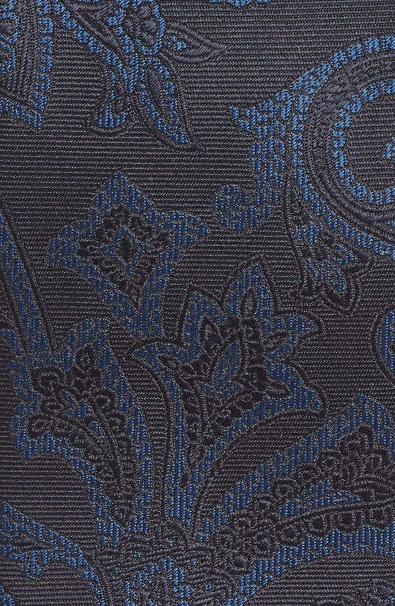 Canali Paisley Silk Tie, Alternate, color, Black