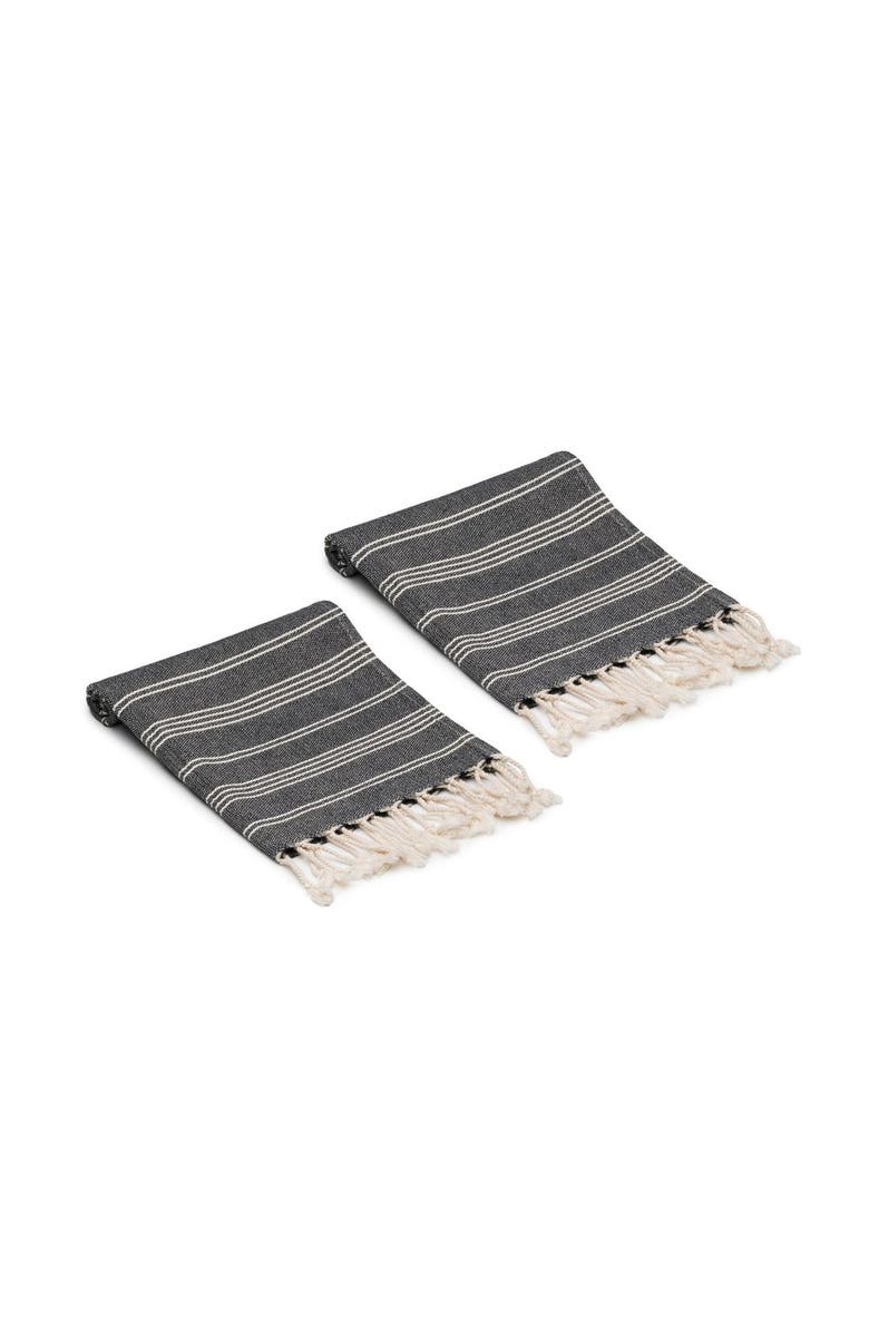 Oliviera Home Essential Stripe Turkish Cotton Hand Towels - Set of 2, Main, color, Black