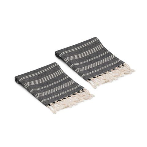 Essential Stripe Turkish Cotton Hand Towels - Set of 2