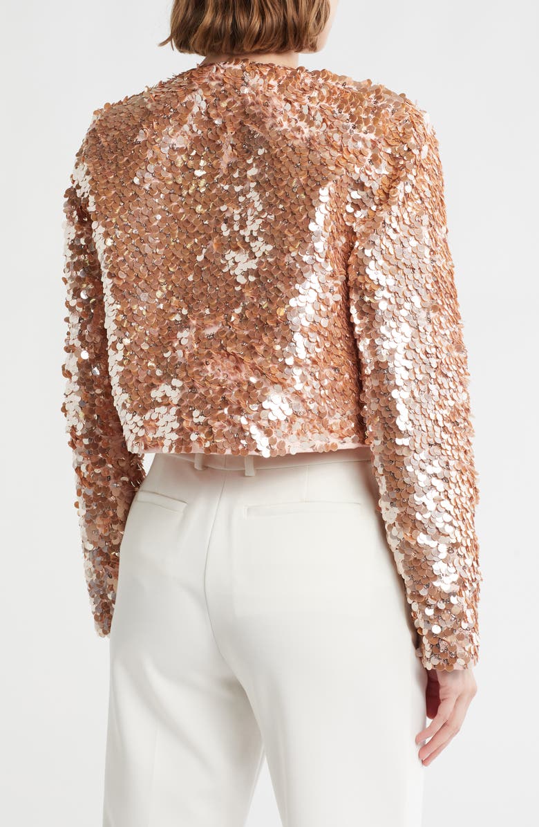 Alice + Olivia Kidman Sequin Crop Jacket, Alternate, color, Pearl Blush