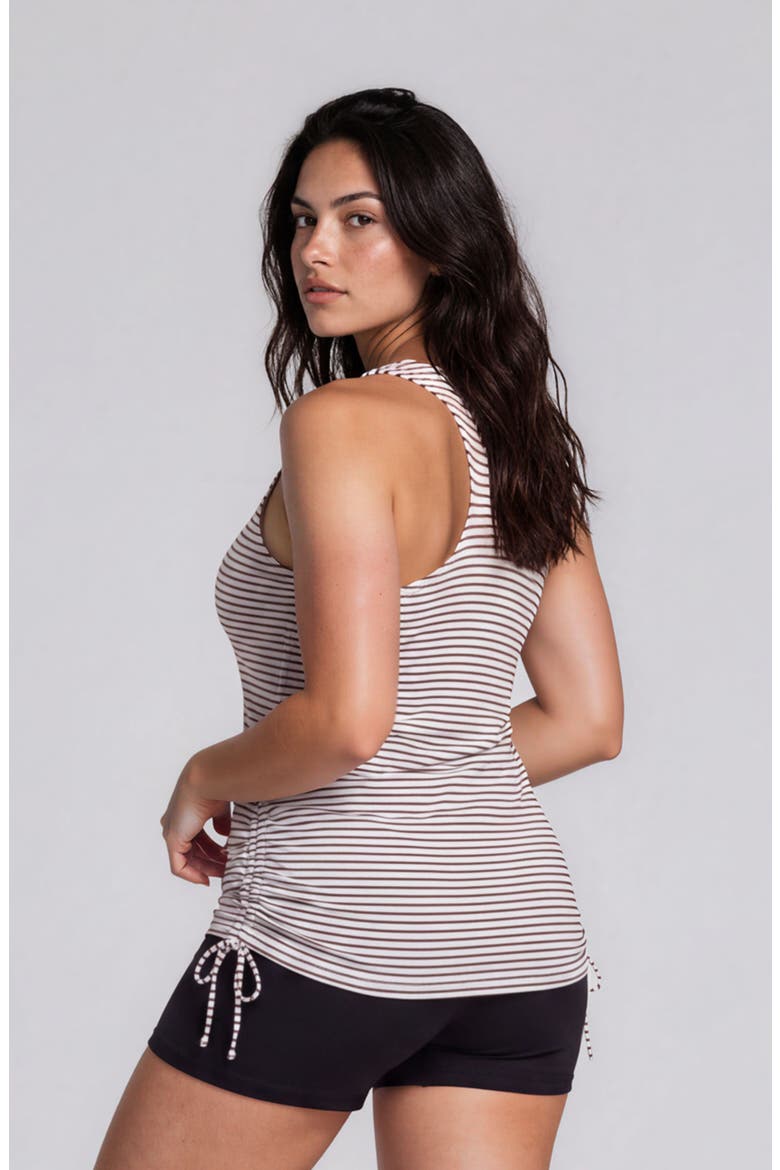 Maya Tankini Swim Top With Removable Cups, Alternate, color, Chocolate Stripes