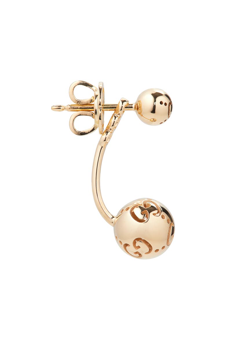 Icon Ball Front/Back Drop Earrings, Alternate, color, GOLD