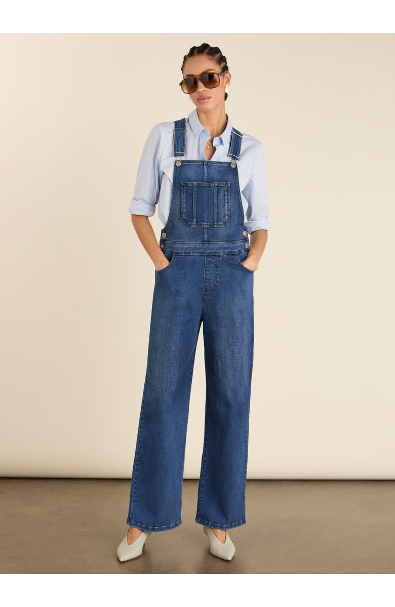 Baukjen Joanna Stretch Wide Leg Dungarees, Main, color, Washed Indigo