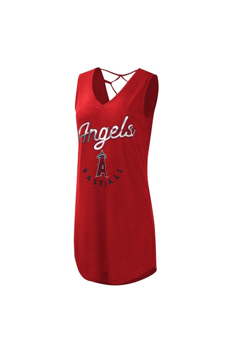 G-III 4HER BY CARL BANKS Women's G-III 4Her by Carl Banks Red Los Angeles Angels Game Time Slub Beach V-Neck Cover-Up Dress, Alternate, color, 