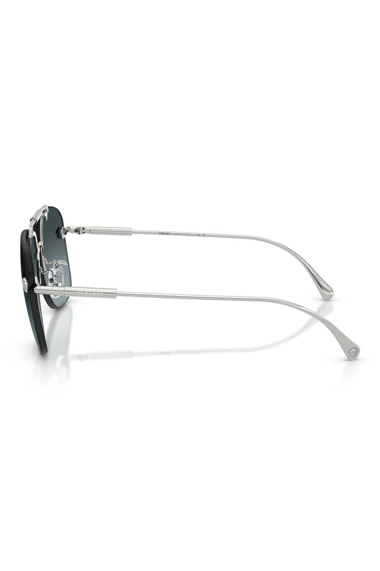 60mm Square Sunglasses, Alternate, color, SILVER / BLUE GRADIENT GREY