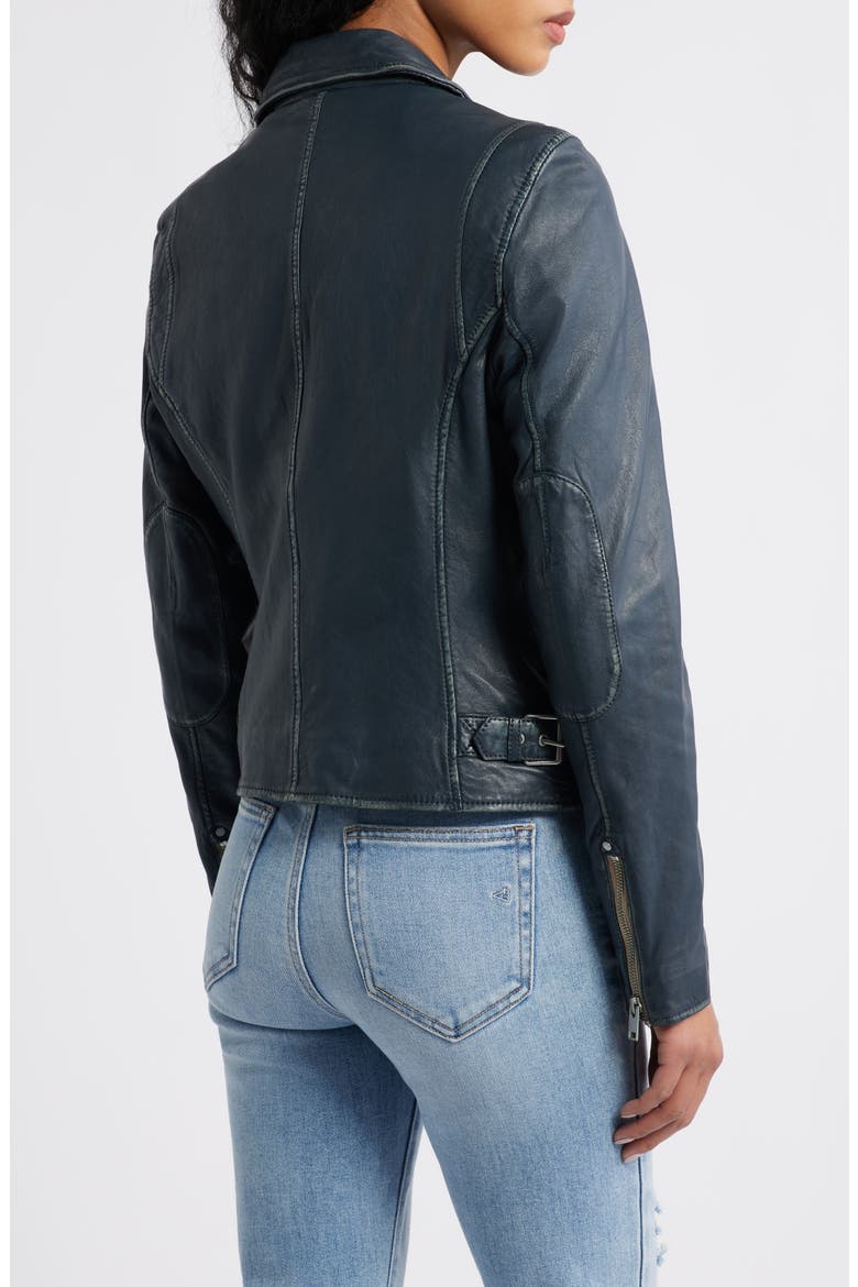 Sofia Lambskin Moto Jacket, Alternate, color, DENIM