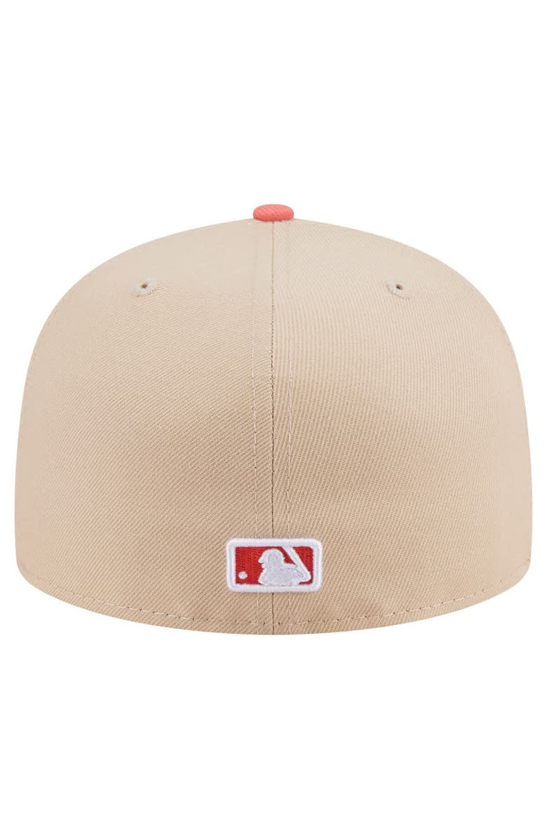 New Era Men's New Era Light Beige/Coral New York Yankees Two-Tone Color Pack A-Frame 59FIFTY Fitted Hat, Alternate, color, 