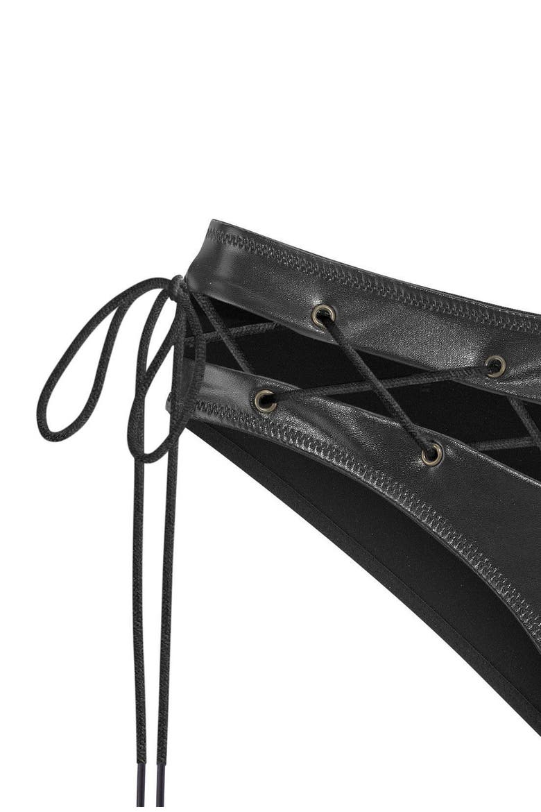 Lace Up Bikini Brief, Alternate, color, Black