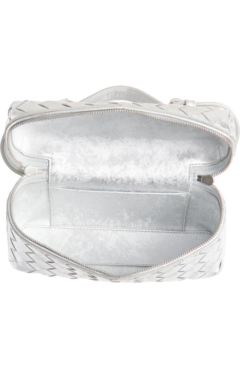 Bottega Veneta Bang Bang Intrecciato Metallic Leather Crossbody Vanity Case, Alternate, color, 8101 Silver / Silver