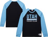 Mitchell & Ness Men's Mitchell & Ness Black/Light Blue Utah Mammoth Legendary Slub Long Sleeve Raglan T-Shirt