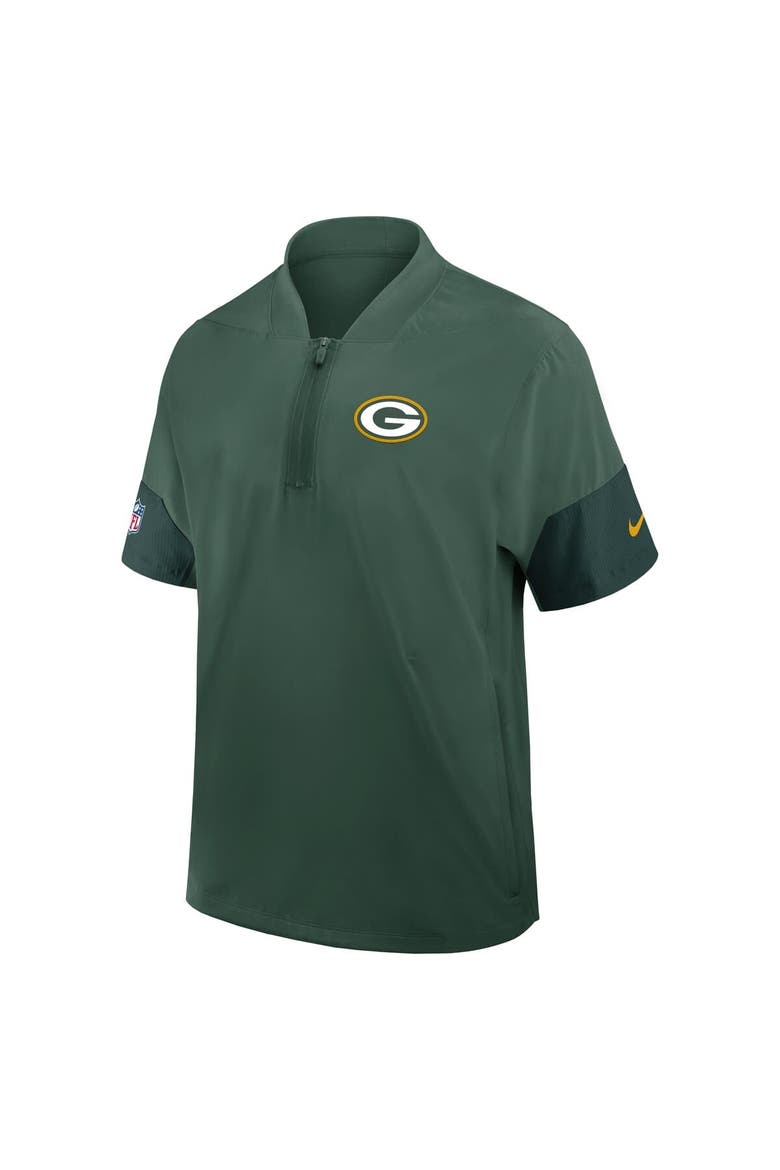 Men's Nike Green Green Bay Packers Sideline Short Sleeve Quarter-Zip Performance Coach Jacket, Alternate, color, Green