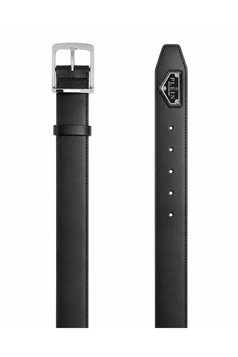 Leather Belt Triangle Men, Alternate, color, black/nickel