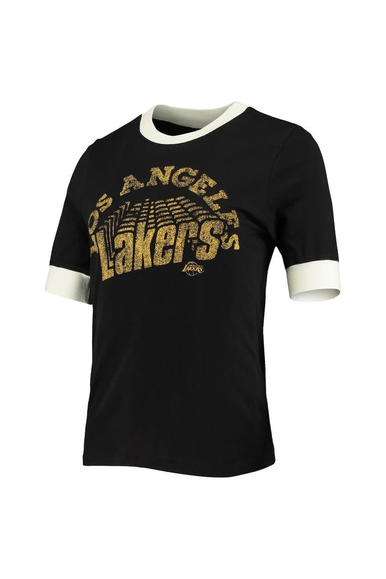 Women's Junk Food Black Los Angeles Lakers Slim Ringer T-Shirt, Alternate, color, Black