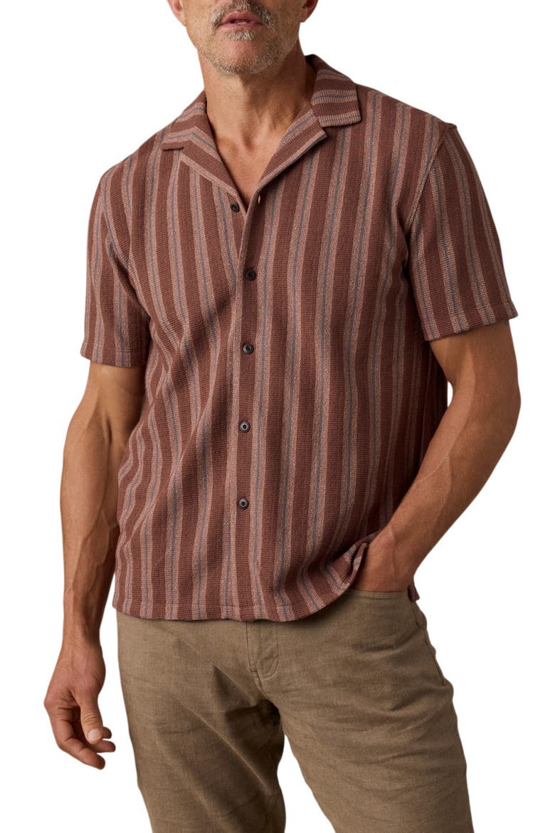 Oasis Button-Up Camp Shirt, Main, color, AUTUMN SKY STRIPE